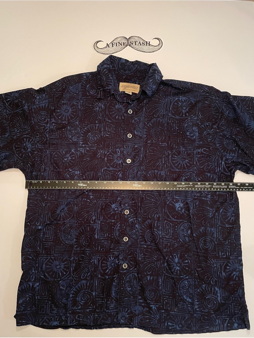 Johari West Men's 2XLT Hawaiian Short Sleeve Cotton Batik Shirt Indo Bay